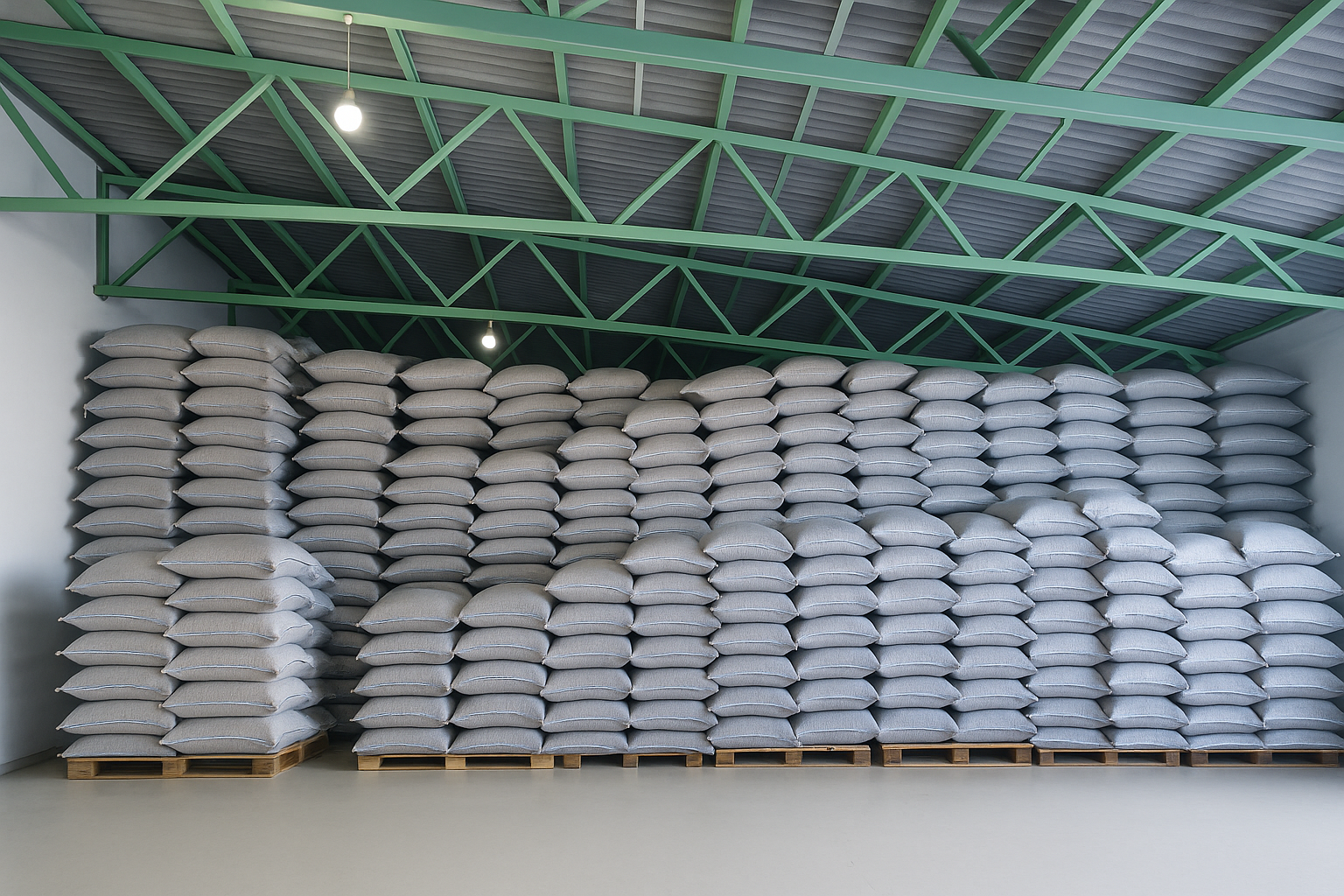 Palletized hazelnut bags