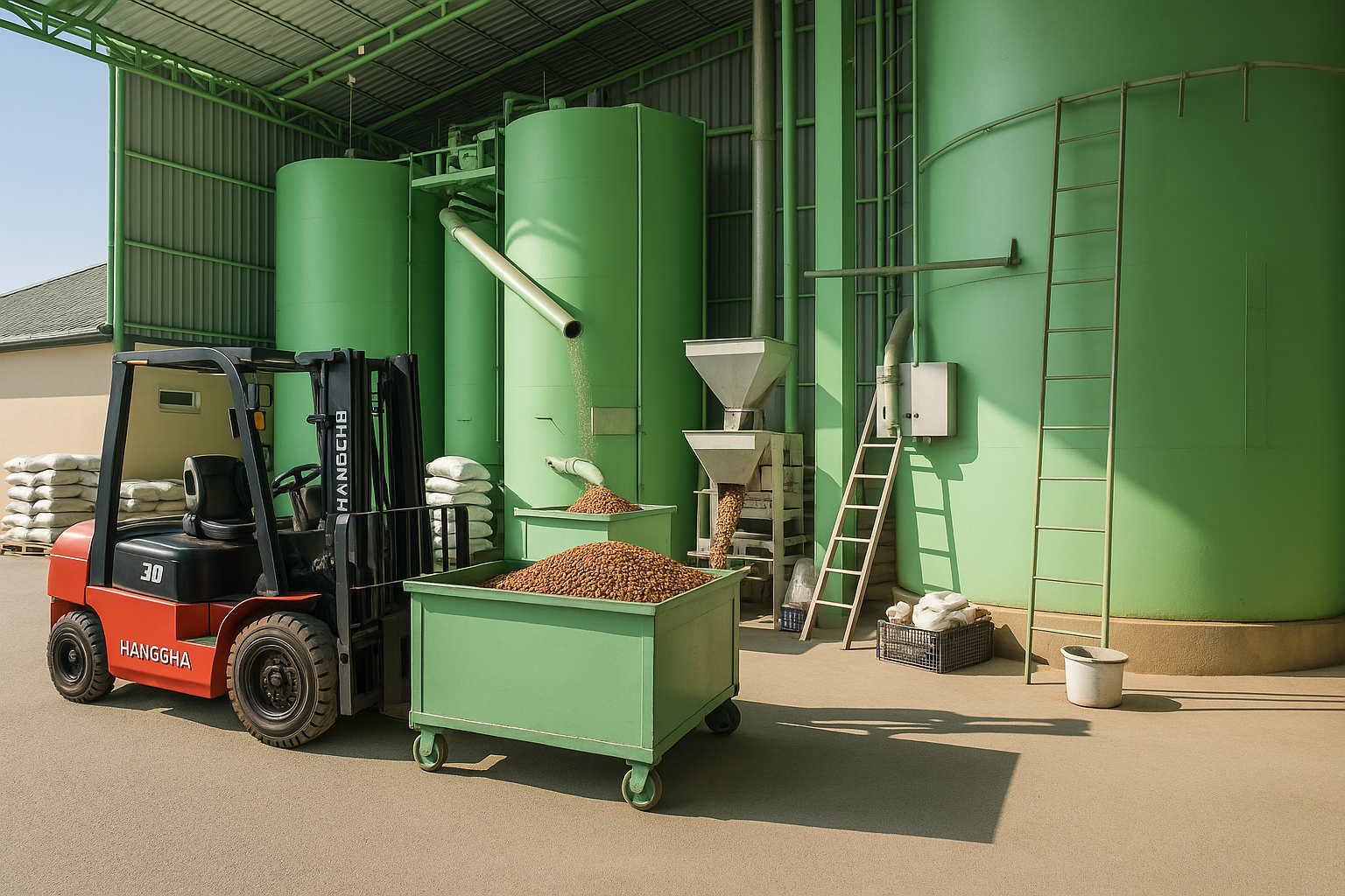 Plant exterior and silos